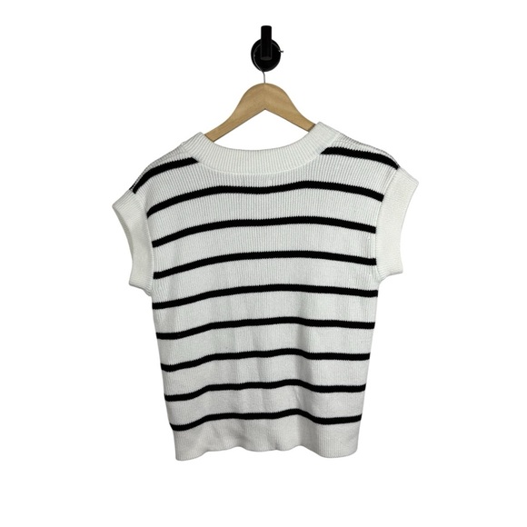 Evereve Women’s Oversized Sleeveless Striped Sweater Vest White/Black Size XS - Picture 6 of 7